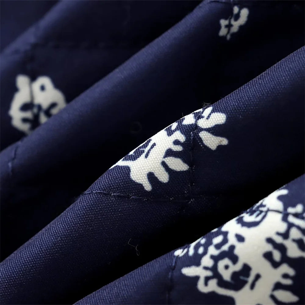 Snow Blue Printed Bomber