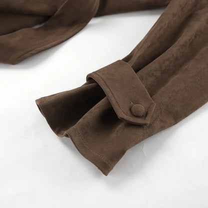 Brown Suede Tie Up Jacket
