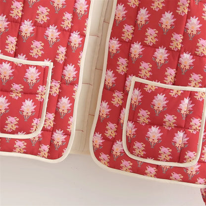 Red Printed Cotton Bomber