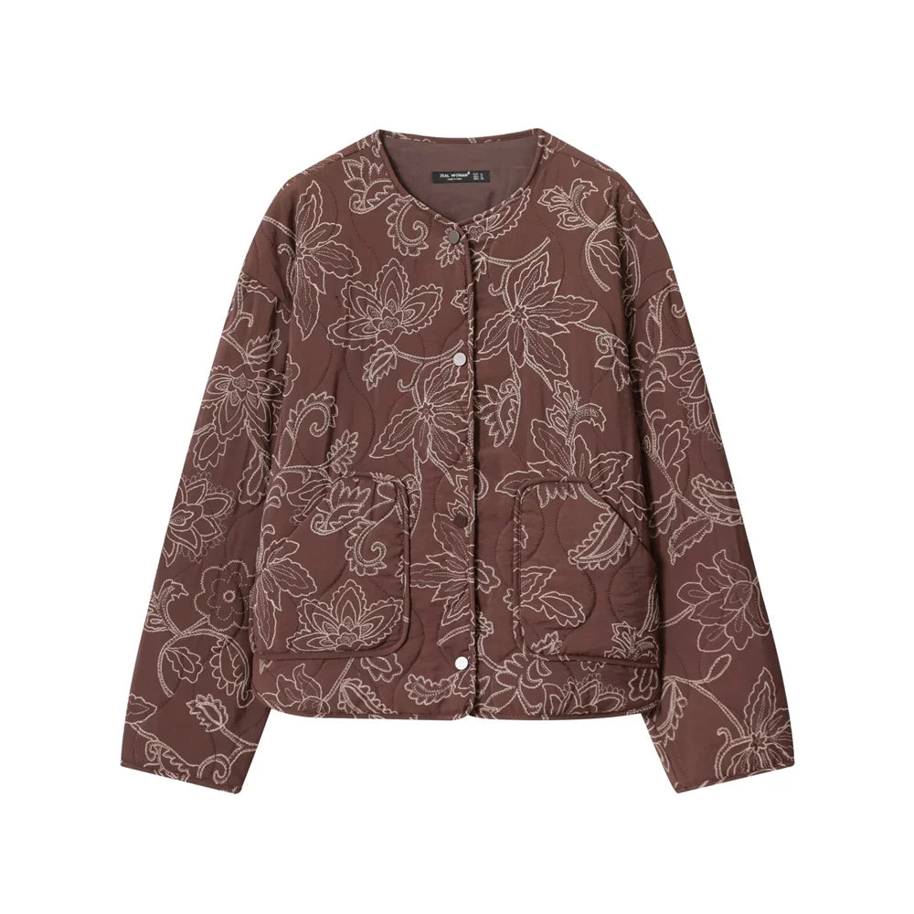 Quilted Embroidery Coated Jacket
