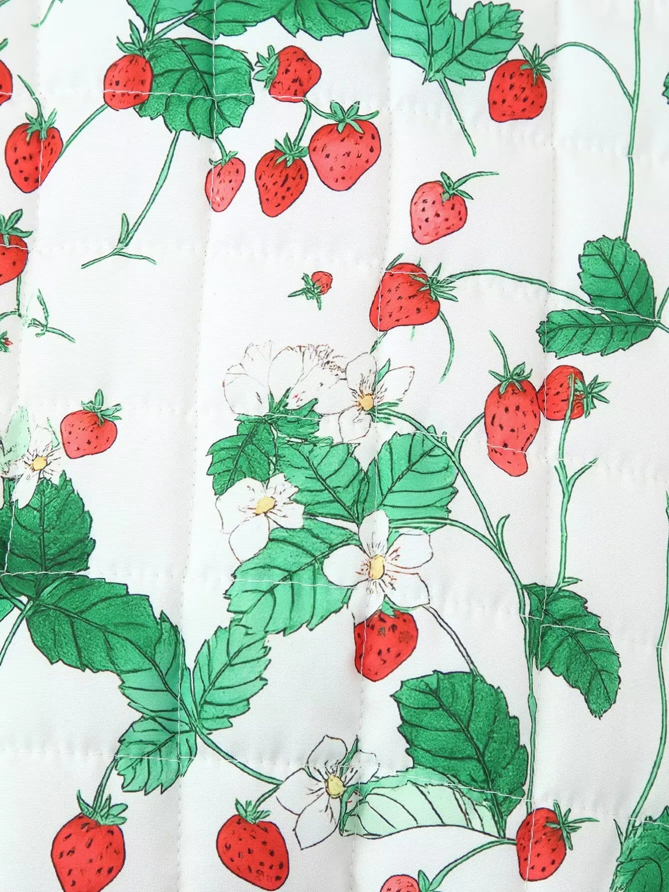 Strawberry Print Puffer Jacket