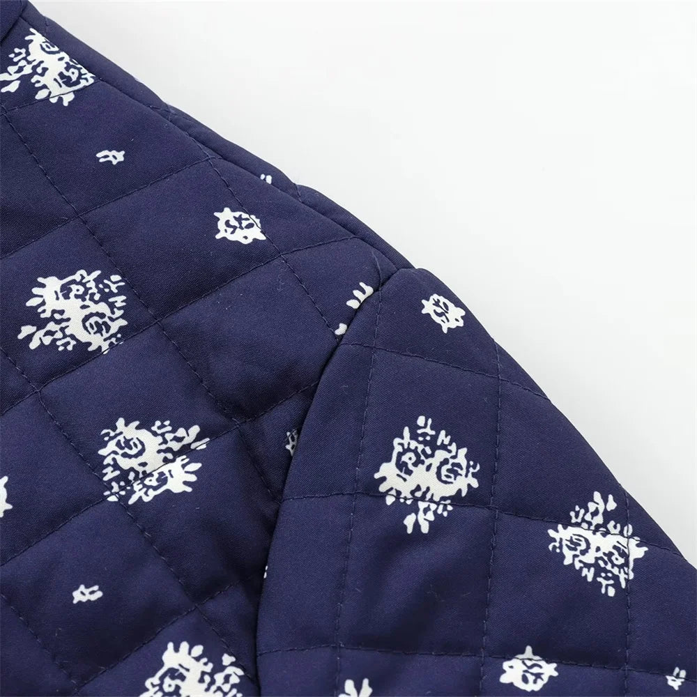 Snow Blue Printed Bomber