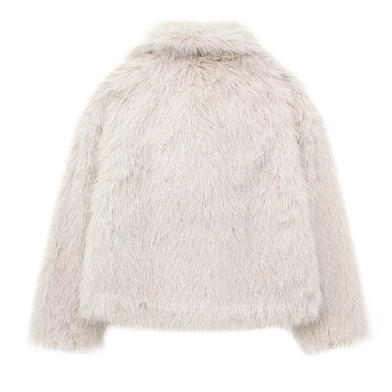 White Fluffy Faux Fur Coat