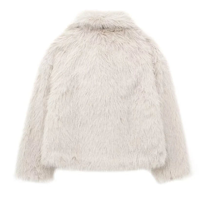 White Fluffy Faux Fur Coat