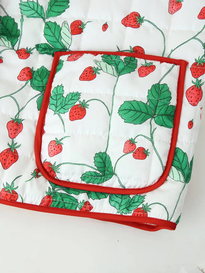 Strawberry Print Puffer Jacket