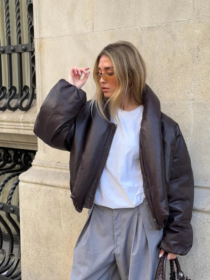 Leather Puffer Jacket