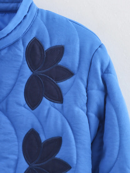 Quilted Floral Embroidery Bomber