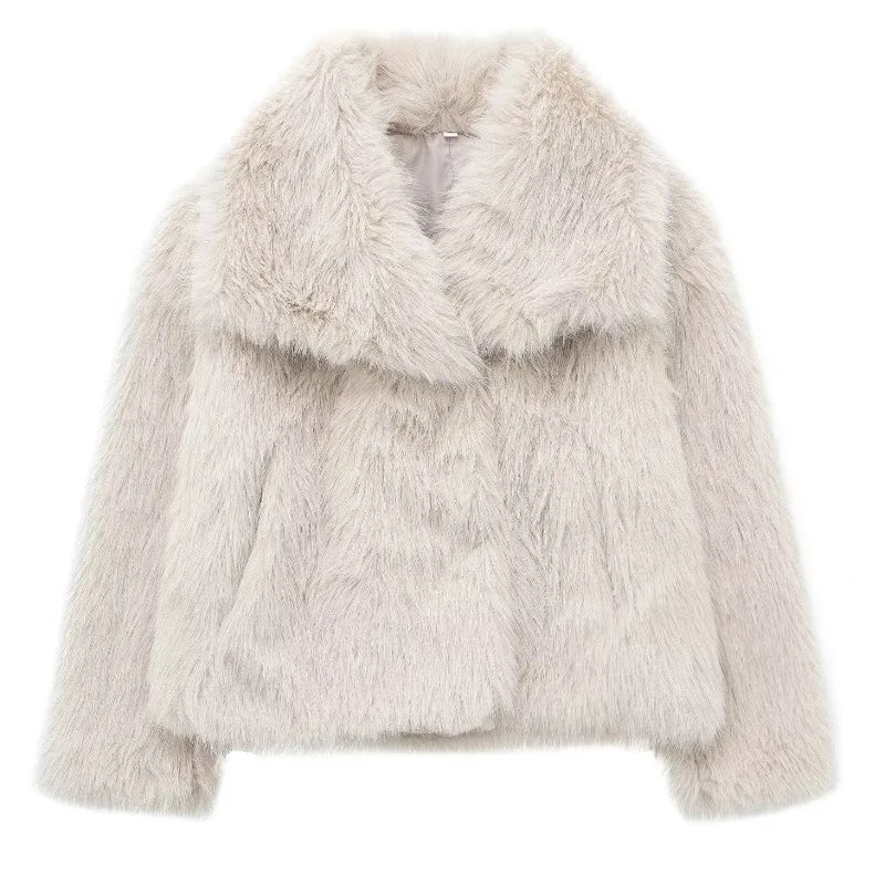 White Fluffy Faux Fur Coat