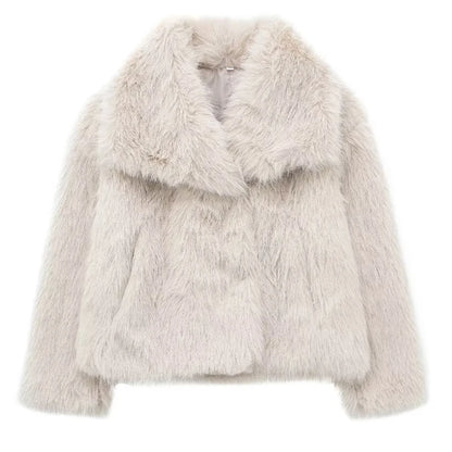 White Fluffy Faux Fur Coat