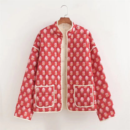 Red Printed Cotton Bomber
