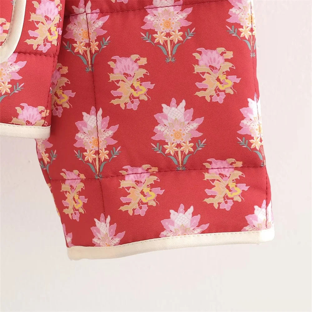 Red Printed Cotton Bomber