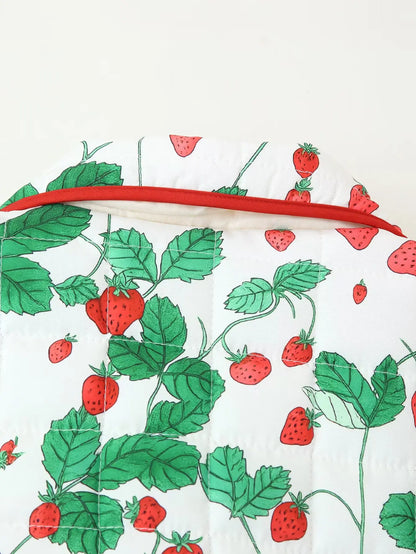 Strawberry Print Puffer Jacket