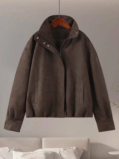 Pocket Ruched Bomber Jacket