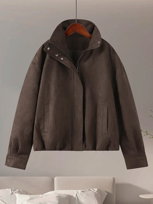 Pocket Ruched Bomber Jacket