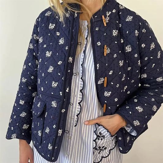 Snow Blue Printed Bomber