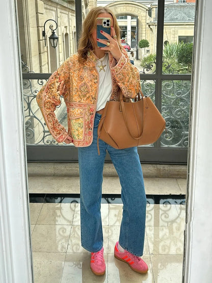 Floral Print Casual Bomber