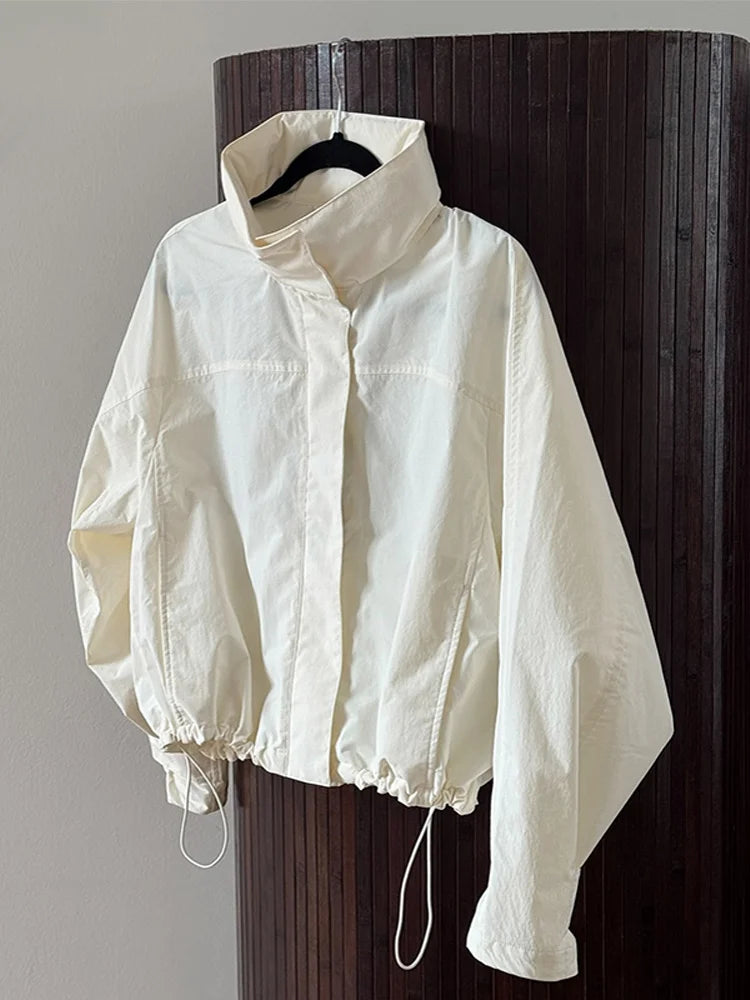 Stand Collar Drawstring Jacket