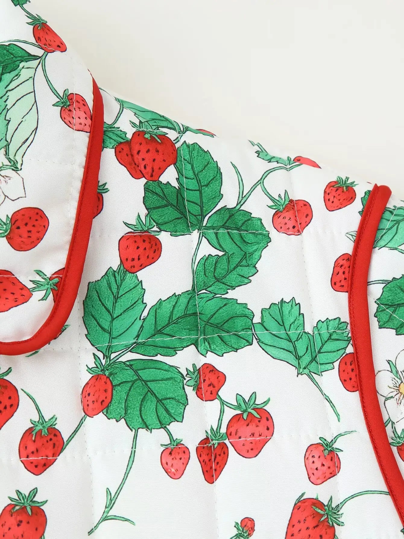 Strawberry Print Puffer Jacket