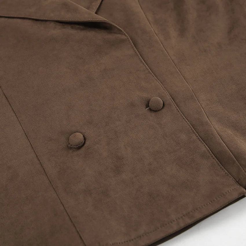 Brown Suede Tie Up Jacket