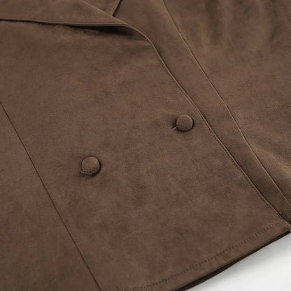 Brown Suede Tie Up Jacket