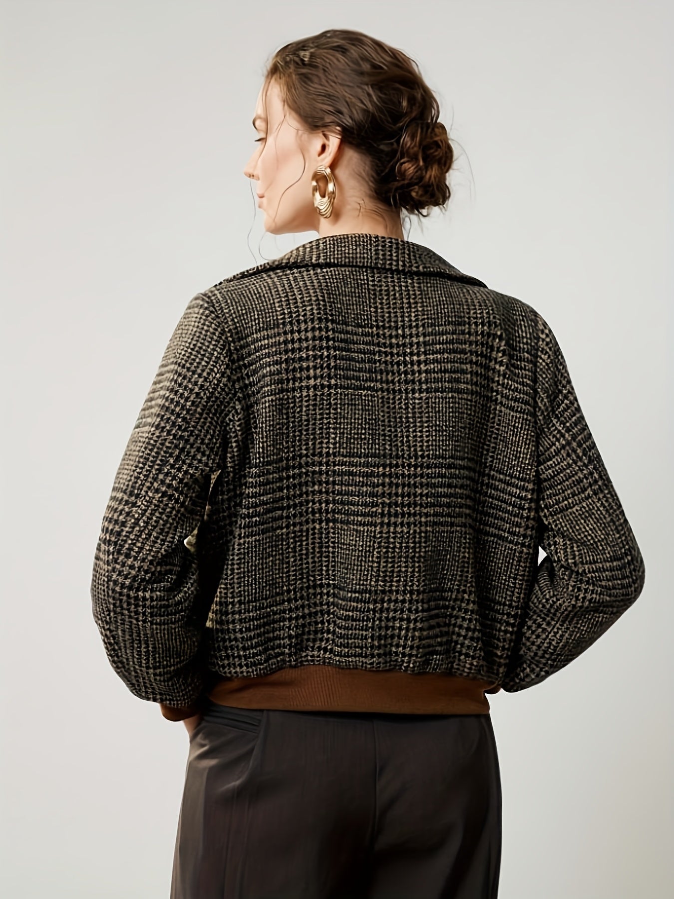 Houndstooth with Collar Jacket